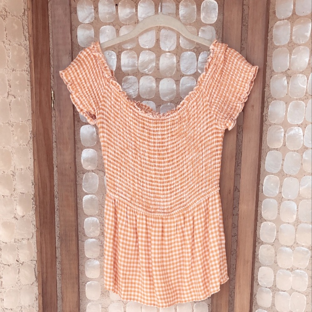 GINGHAM ORANGE TOP🍄